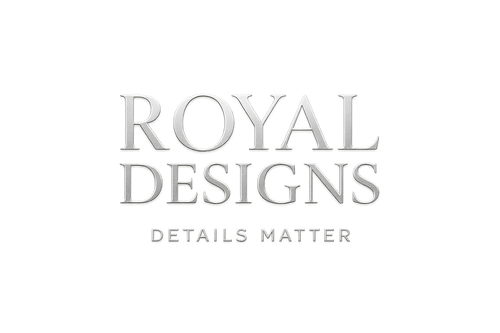 Logo Royal Designs en plateado metálico